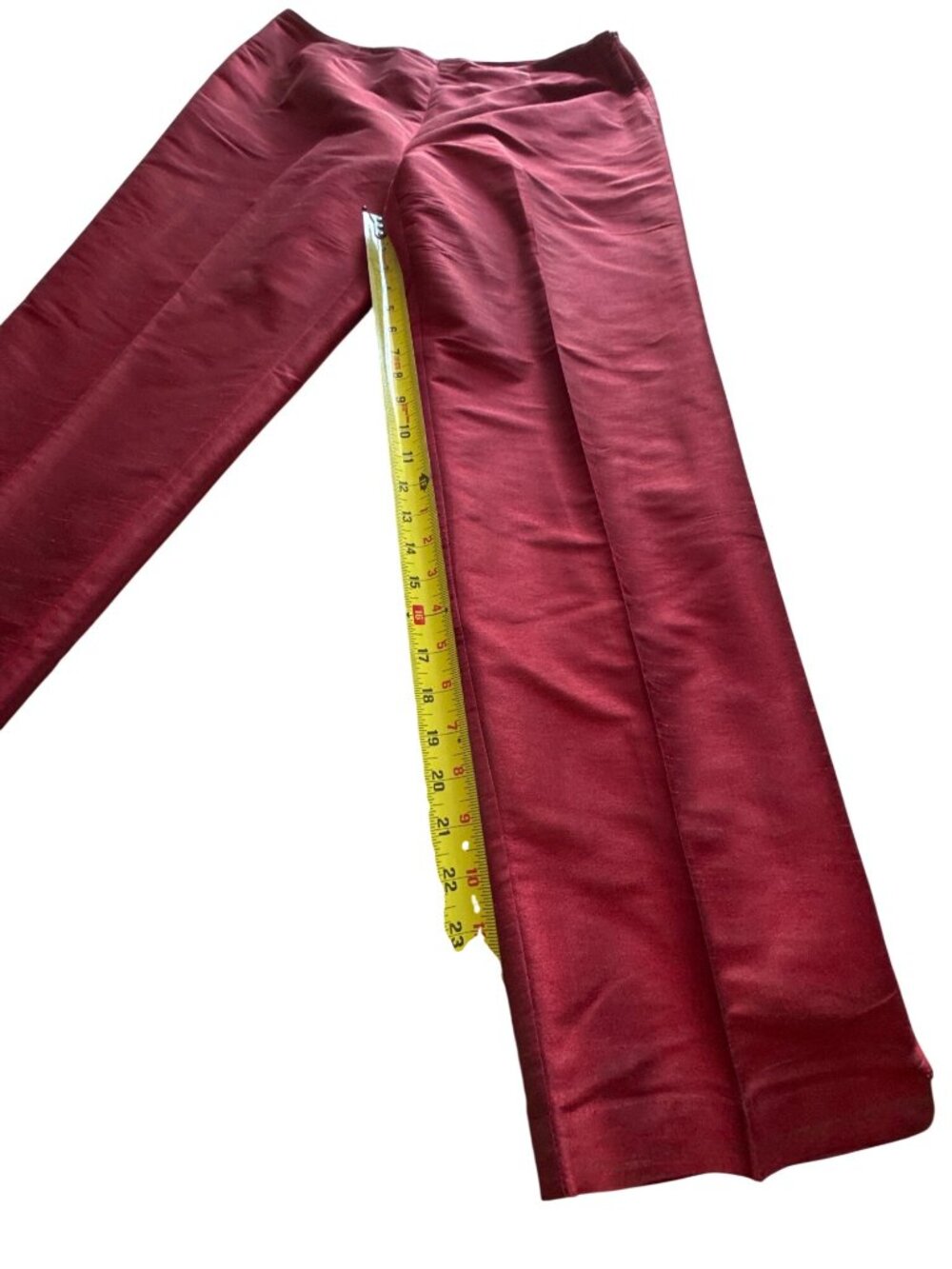 Silkland Red Satin Pants Silk Blend High Rise Straight Leg Women's Sz 12 Career - Picture 7 of 10